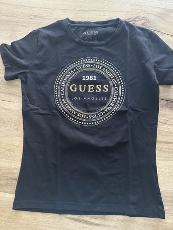 T-Shirt Guess schwarz mit Logo und Steinen Grösse M