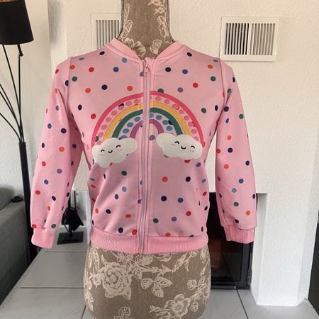 Kinder Jacke Rosa Punkte Regenbogen Gr. 110/116 