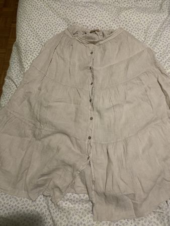 Langer Leinenrock in Beige, perfekt für den Sommer!