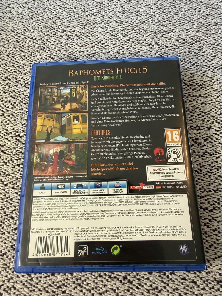 Giochi: Baphomets Fluch 5: Der Sündenfall - PS4 Spiel – Usato da Rombach venduto da vir_2dsd 2