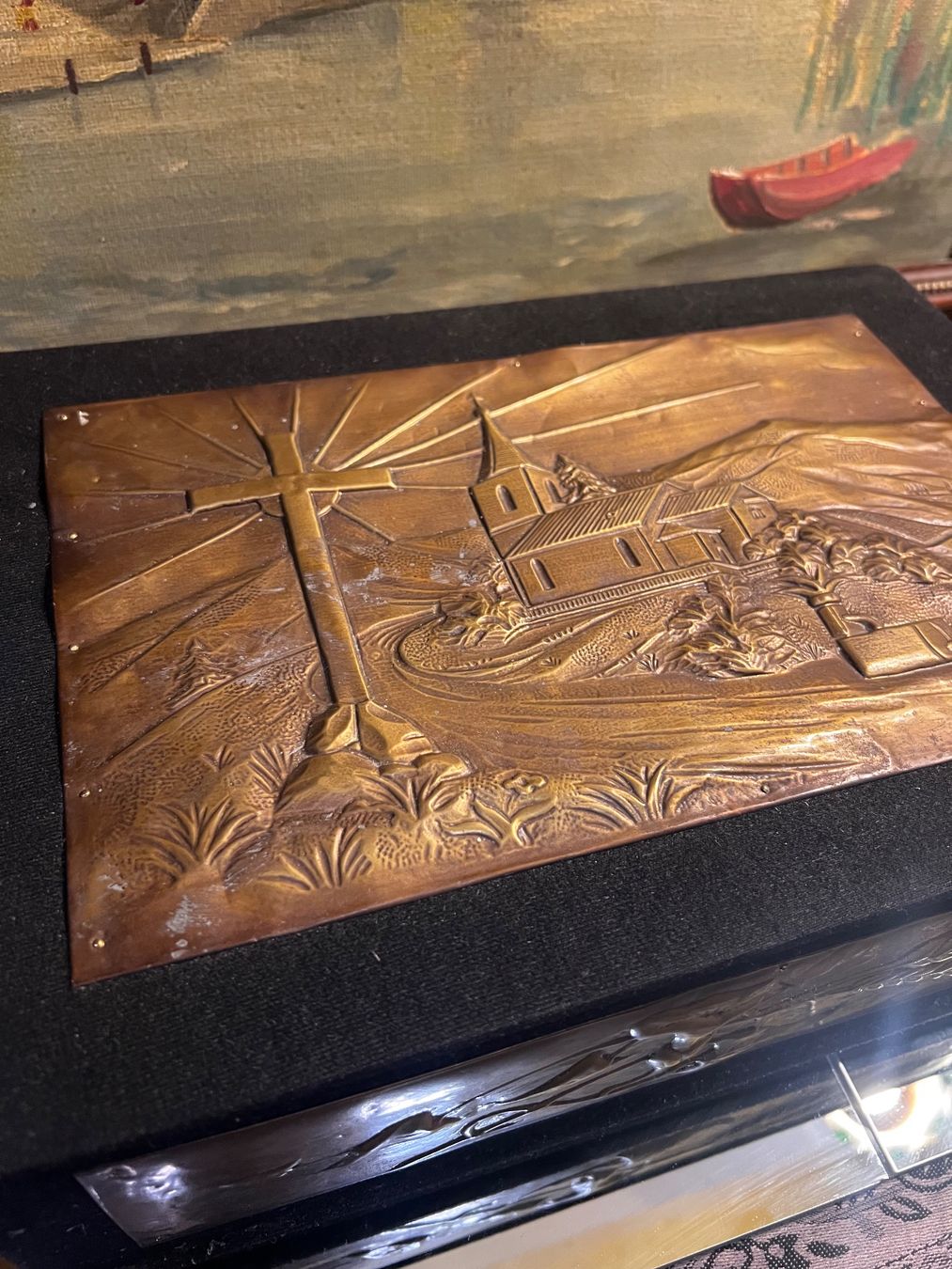 Portagioie: Antike Schmuckschatulle mit Messingrelief – Usato da Oberengstringen venduto da Djs 3