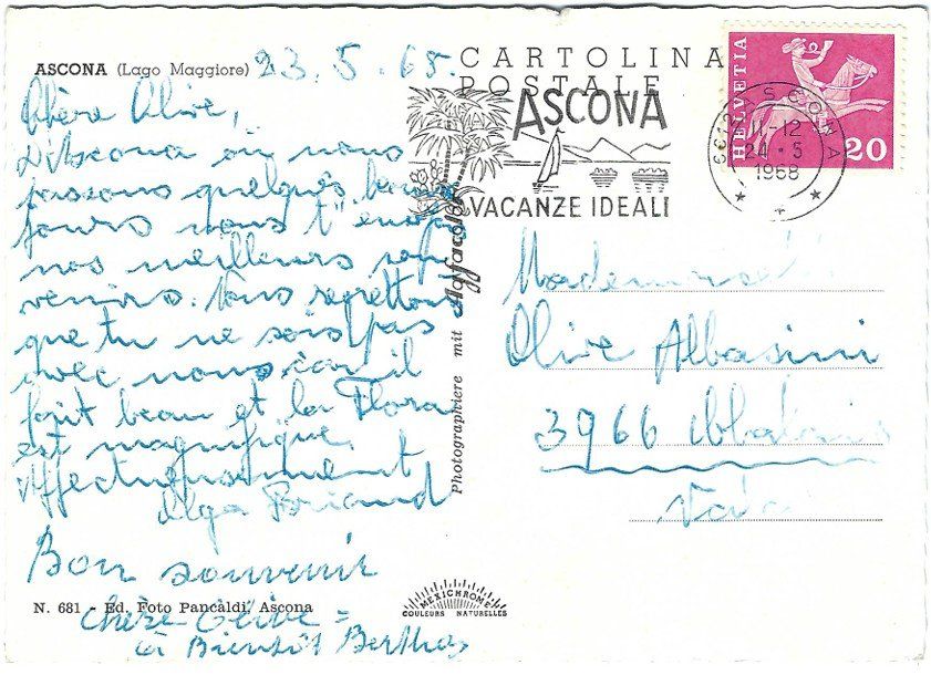 Cartoline postali: AK Ascona am Lago Maggiore, 1968 - Top! – Usato da Rheinfelden venduto da wil_m7gh 1