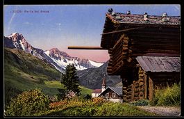 AK Arosa, Teilansicht mit Kirche und Bergpanorama