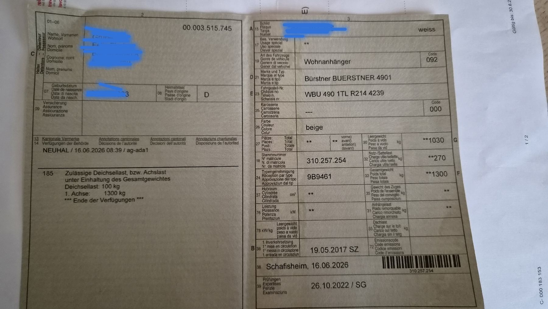 Bürstner Véhicules de camping: Vollausgestatteter Bürstner Wohnwagen Klassiker – D'occasion à Aarau par Saskia.94 7