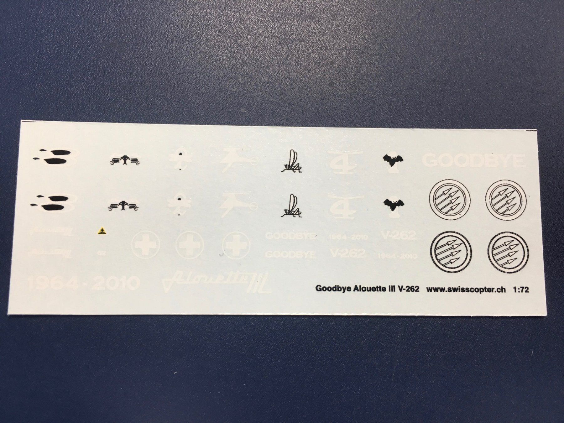 Modellbausätze & Standmodelle: Decal-Bogen "Goodbye Alouette III"  1/72 – Neu und originalverpackt aus Schwanden-Brienz von swisscopter 3