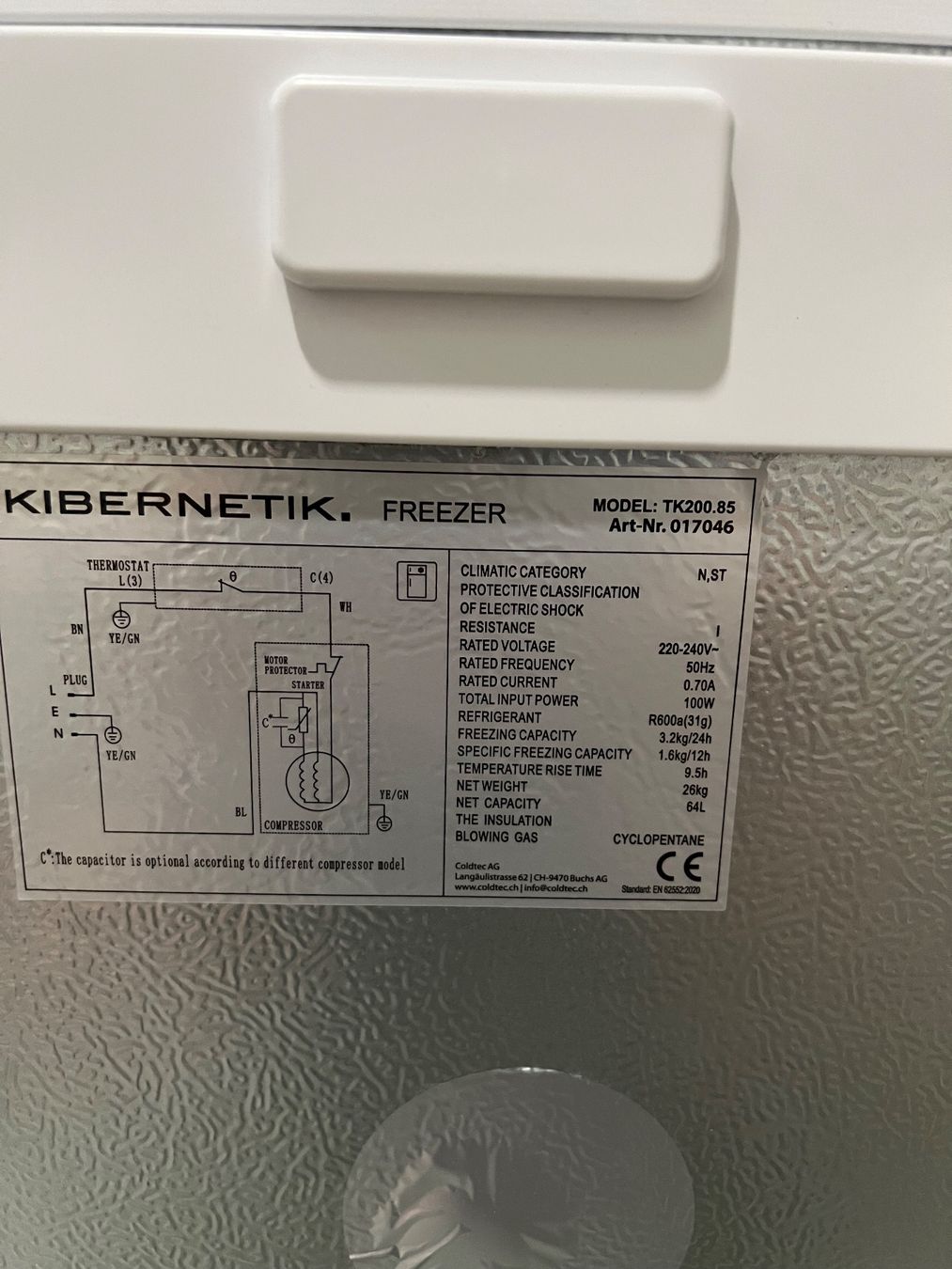 Kibernetik Congelatori: KIBERNETIK FREEZER TK200.85, 3 Schubladen, weiss – Usato da Reinach AG venduto da Tpeppi 2
