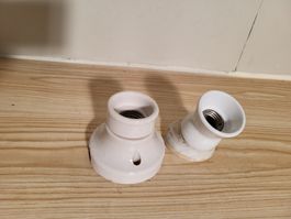 2x Vintage Porzellan Lampenfassungen Retro E27