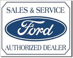 Blechschild-FORD LOGO-WEISS-SALES&SERVICE - 30 X 40 CM