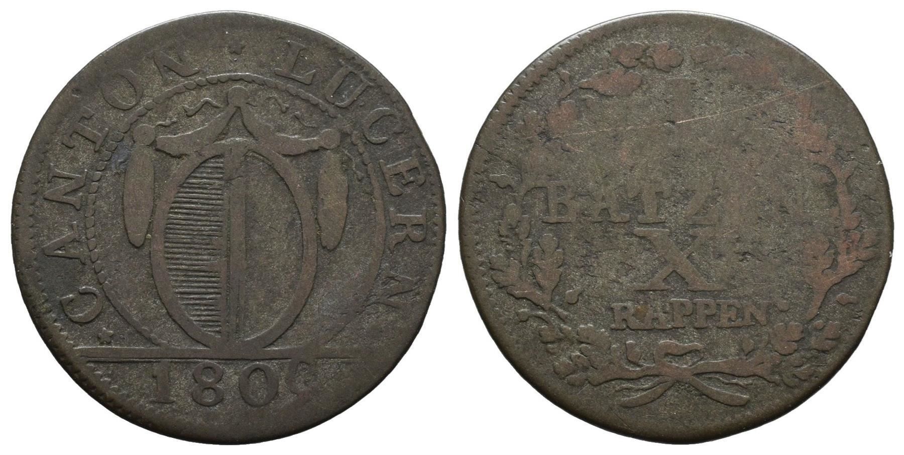 Tutti le monete: Luzern Batzen 1809  /2061 – Usato da Trimbach venduto da Solothurn1