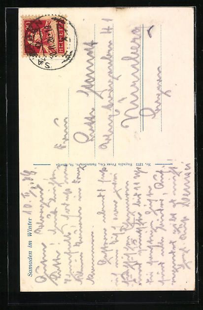 Cartes postales: AK Samaden, Ortsansicht im Winter, 1926 – D'occasion à Berlin par bartko-reher 1