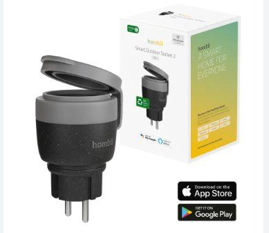 Stecker: Hombli smarte outdoor Steckdose V2, schwarz – Neu und originalverpackt aus Gossau ZH von OrderflowAG