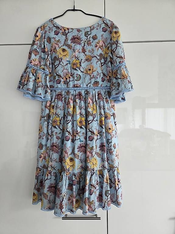 Vestiti: Hellblau gemustertes Kleid Baumwolle – Usato da Rüfenacht BE venduto da Biancaro 1