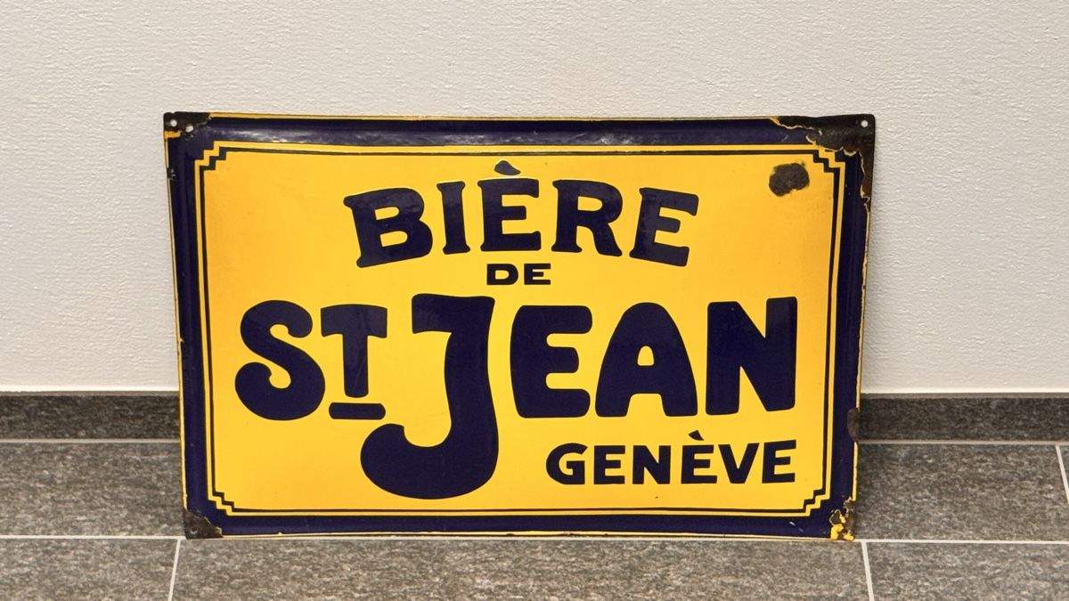 Schilder: Biere de St Jean Emailschild – Gebraucht aus Bubikon von omitha1
