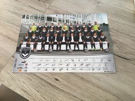 Girondins Bordeaux Manschaftskarte Druck Signatur