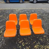 6er Set Stapelstühle, orange, Vintage Designklassiker! 1976