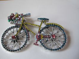 Bunte Brosche Fahrrad Strass