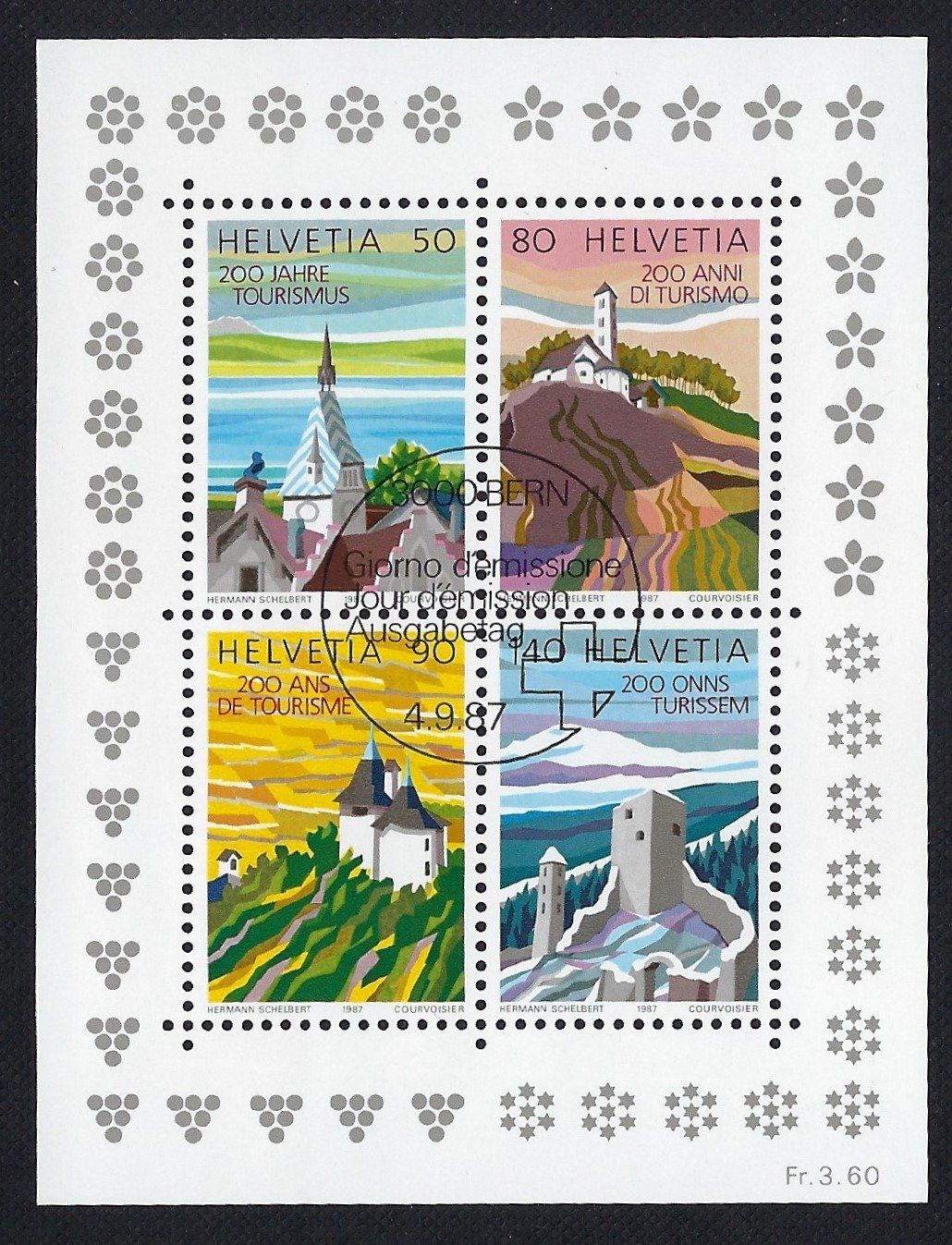 Alle Briefmarken: 200 Jahre Tourismus  1987 – Gebraucht aus Luzern von Einh0rn