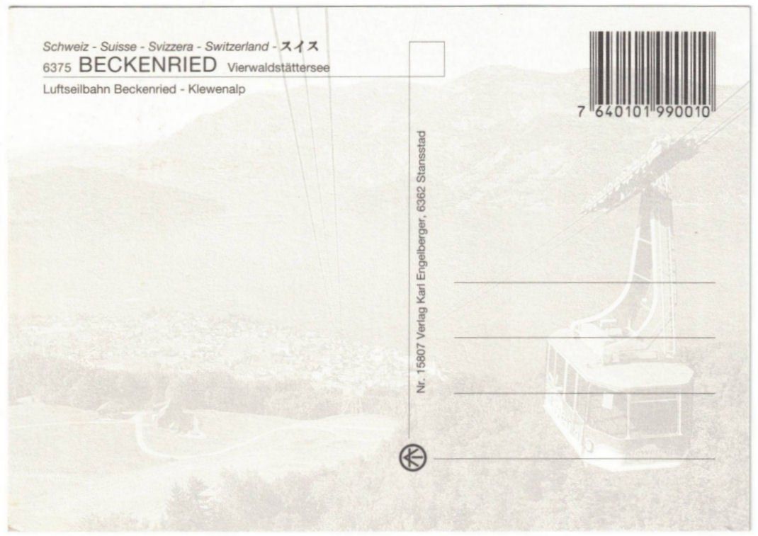 Cartoline postali: Beckenried mit Luftseilbahn Klewenalp – Usato da Binningen venduto da Mountainrider 1
