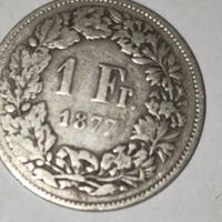 1 Franke 1877 Silber Münze CH guter Zustand