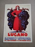 Plakatkarte Affiche Lugano Winzerfest Frau mit Weinreben