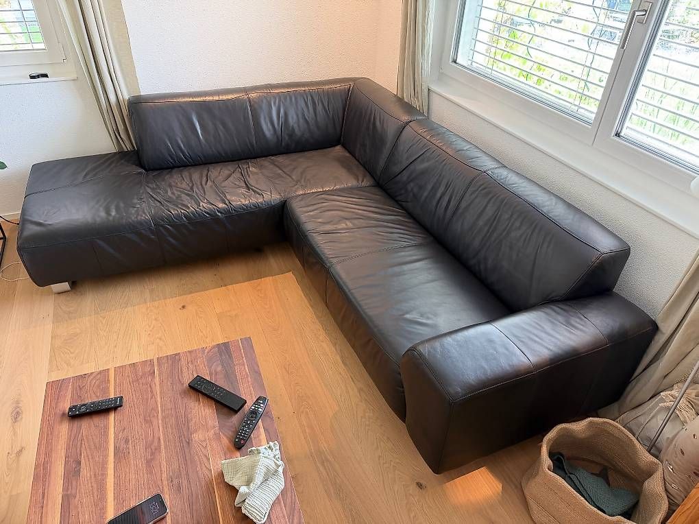 Pfister Divani: Möbel Pfister Ecksofa 260 x 220 cm aus schwarzem Echtleder – Usato da Oberriet SG venduto da rob_xt6v 4