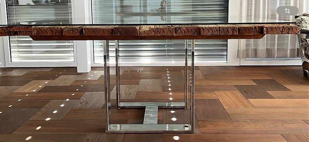 Tavoli: Esszimmertisch mit Glas und Schwemmholz – Usato da Mörschwil venduto da Windrose1551 2