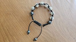 Bracelet boules strass et hématite
