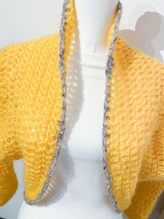 gehäkelt Bolero Weste Cardigan gelb