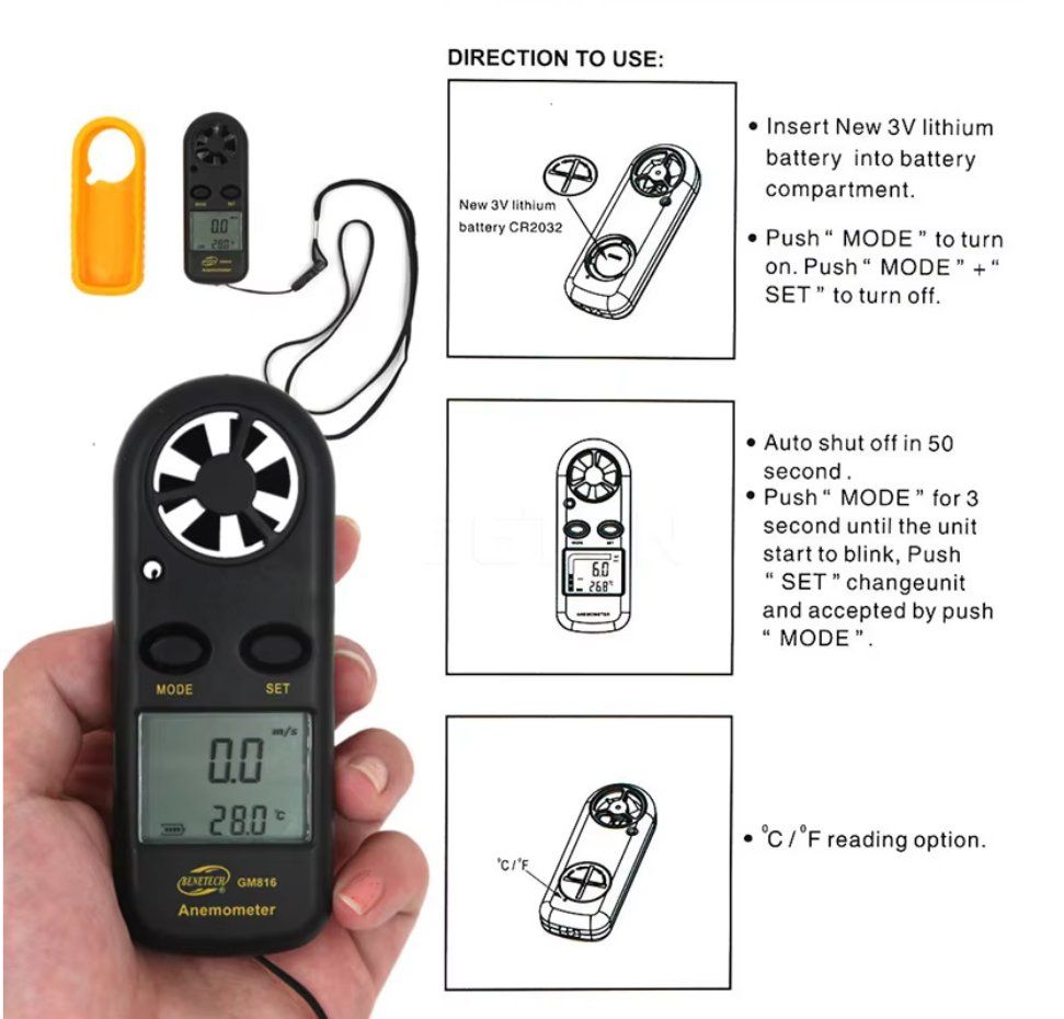 Mesurer: Anemometer Windgeschwindigkeitsmesser Luftgeschwindigkeit – Neuf avec emballage d'origine à Genève par Top-Trend 5