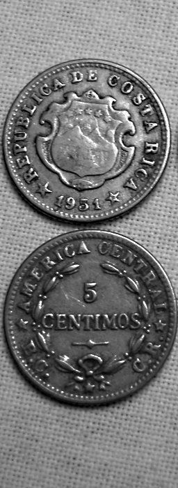 Tutti le monete: 5 Centimos Costa Rica 1951 – Usato da Stuttgart venduto da Escazu