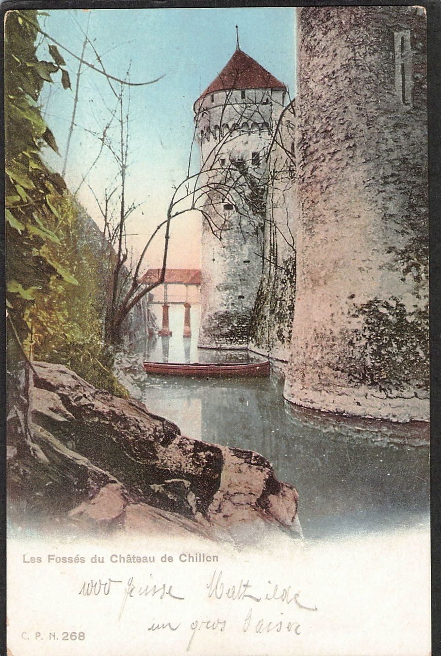 Cartoline postali: ,Les Fossés du Château de Chillon,1904 – Usato da Reichenburg venduto da ibiza18
