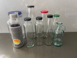 Glasflaschen Set gemischt Flaschen Gläser gebraucht