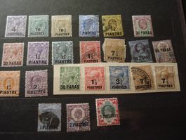 Lot alte Marken Grossbritannien, Piaster-Werte */o