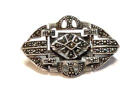 Antike Brosche Art Deco 825 Silber mit Markasiten 20er Jahre