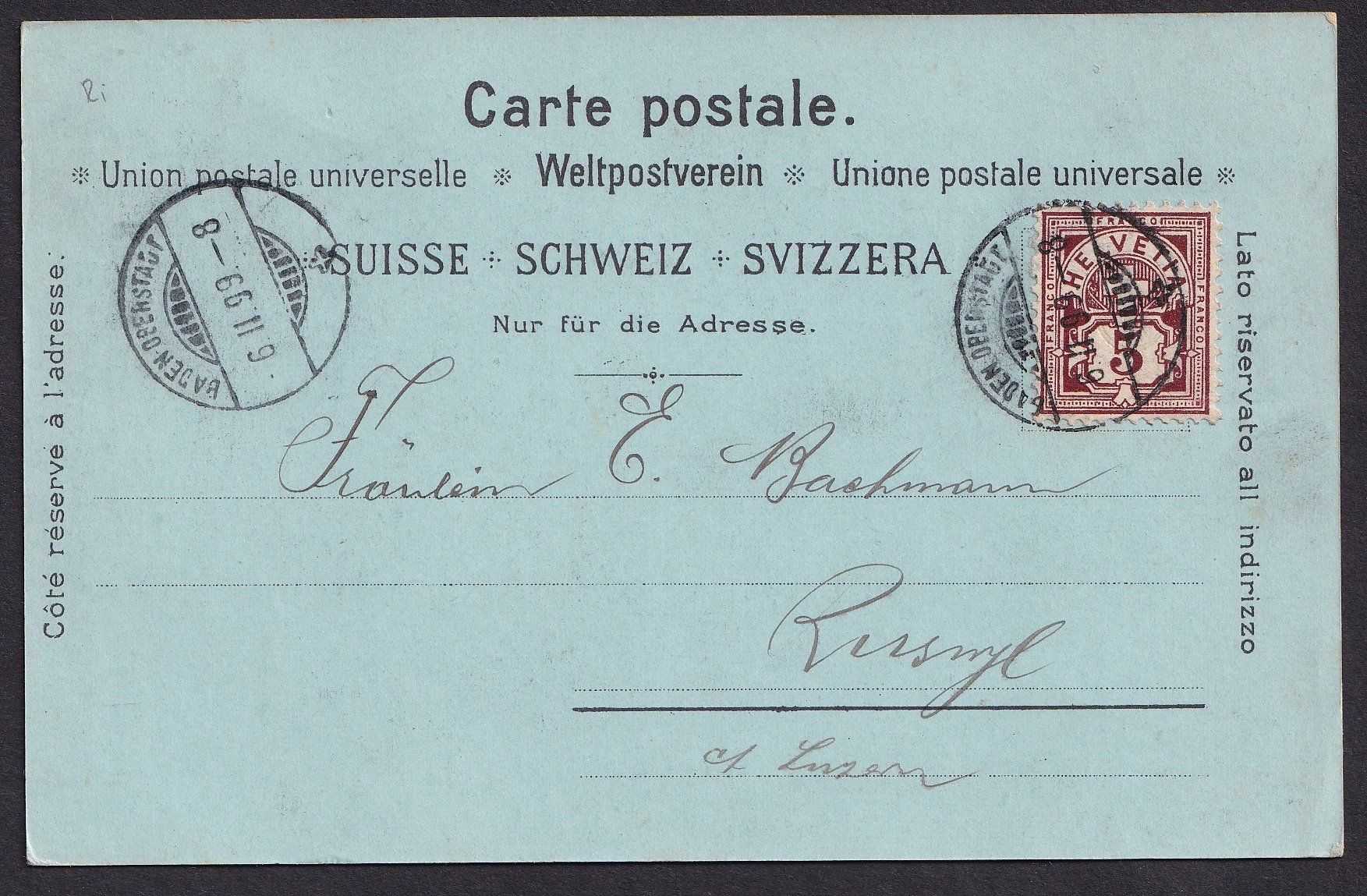 Cartoline postali: Baden Stadtturm Nacht-Lithografie – Usato da Olten venduto da clotaldi 1