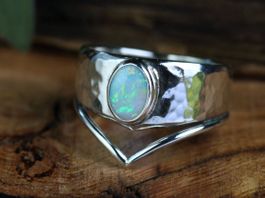 SALE! AURA LUNA Zauberhafter Boho Opal Silberring · EU 53