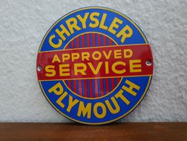 Emailschild Chrysler Service Logo USA Emaille Schild Reklame