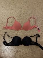 2 Push-Up BHs, Grösse 70B, Top Zustand, Schwarz & Rosa/Coral