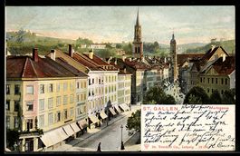 AK Lithographie. St. Gallen, Marktgasse