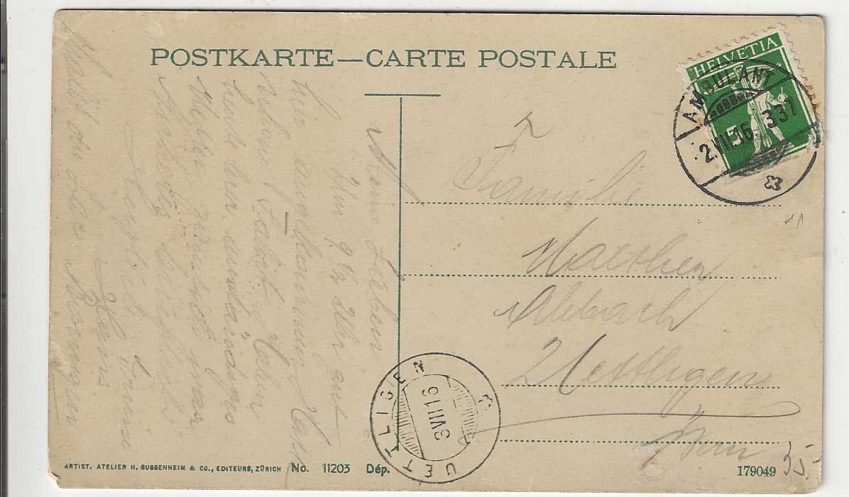 Cartoline postali: Bönigen, 1916 – Usato da Spiez venduto da Niesen20 1