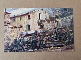 AK Aufstellung eines Mörsers Militär Ansichtskarte Postkarte
