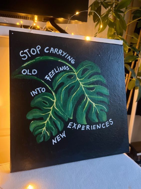 Dipinti: Bild mit Spruch Monstera Acryl – Usato da Winterthur venduto da Anna_mari 2