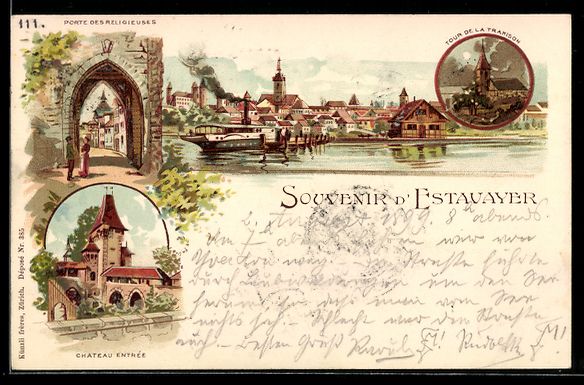 Ansichtskarten: Litho Estavayer, Chateau Entrée, Tour d – Gebraucht aus Berlin von bartko-reher
