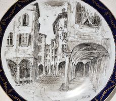 Handbemalter Porzellanteller, Via Pessina in Lugano
