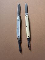 „2 antike Taschenmesser – BÜHLER Perlmutt & Solingen Knochen