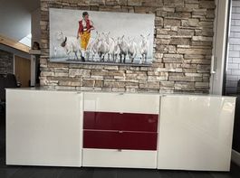 220 cm grosses weisses Glas Sideboard / Anrichte / Kommode