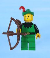 LEGO Minifigur Forestman - Black, Green Hat, Red Feather, Qu