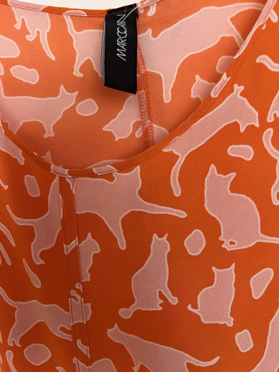 Marc Cain Blusen: Bluse Marc Cain, Gr. 36, orange rosa Katzen – Gebraucht aus Solothurn von Brini06 1