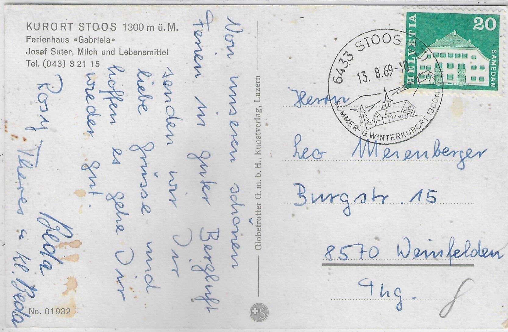 Cartoline postali: Kurort Stoos - Ferienhaus "Gabriela" – Usato da Ettingen venduto da Kartenplanet 1