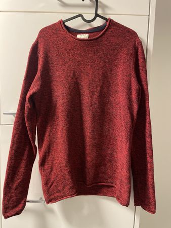 Herrenpullover Rebel Gr. M rot/schwarz Herbstpulli